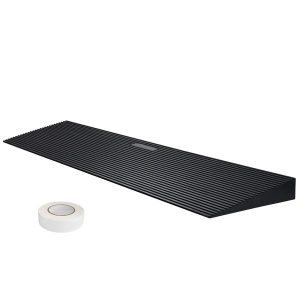 1.2 Rise Cuttable Threshold Ramp for Sweeping Robot, 35.4 Wide Natural Rubber Wheelchair Ramp, Non-Slip Solid Rubber Ramp with Double-Sided Tape for Doorways, Driveways, Bathroom, Smooth Tile