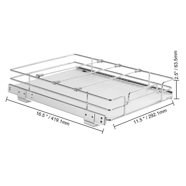 12.5Wx16.5Dx3.5H Pull Out Cabinet Organizer, Heavy Duty Slide Out Pantry Shelves, Steel Roll Out Drawers, Sliding Drawer Storage for Home Under Sink, 14Wx17.5Dx7H Install Size for Cabinet - Image 6