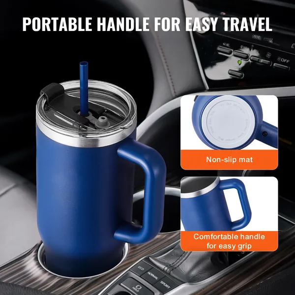40 oz Insulated Water Bottle, Stainless Steel Sports Coffee Cup with Lid, Handheld Travel Coffee Mug Double Walled, Camping Hydration Flask Leakproof, for Indoor/Outdoor School, Work, Blue - Image 6