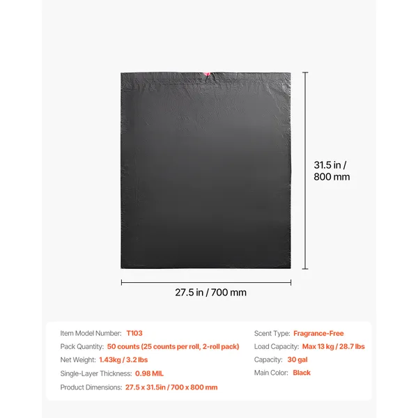 Drawstring Trash Bags, 30 Gallon 50 Count Tall Kitchen Trash Bags, Extra Thick Tough and Durable Garbage Bag, Recyclable Bin Bag with Drawstrings, for Home Kitchen, Office, RV & Camping (Black) - Image 8