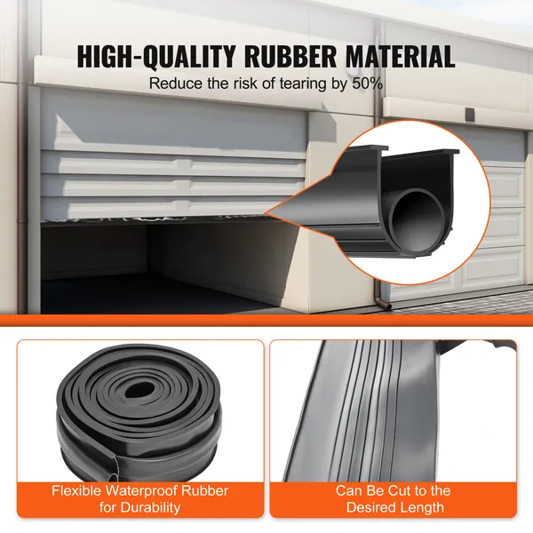 Garage Door Seals Bottom Rubber, U Shape +O Ring Garage Door Weather Stripping, Universal Weatherproof Threshold Buffering Sealing Rubber , 5/16 inch T-ends and 3 3/4 inch Width (16 Ft, Black) - Image 4