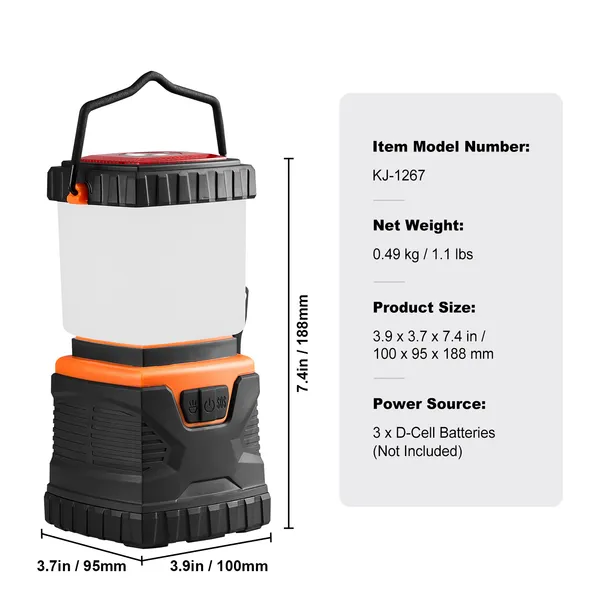 LED Camping Lantern, All-in-one, 1000LM, 360掳 Illumination, 4 Lighting Modes, Battery Powered Light, Outdoor Robust Flashlight, Built to Last Light, Ideal for Hiking Fishing Outages Repairs - Image 8