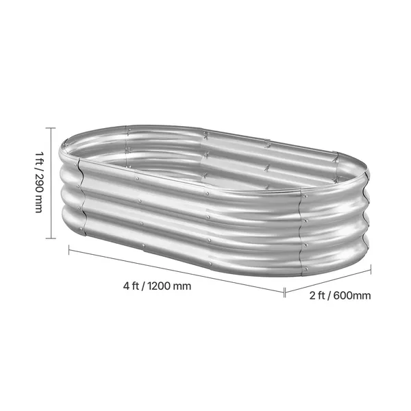 Metal Raised Garden Bed, 4 x 2 x 1 ft Oval Outdoor Galvanized Planter Garden Box, Open Bottom Design, Large Planter Raised Bed for Growing Vegetables, Flowers, and Succulents, Galvanized Color - Image 9