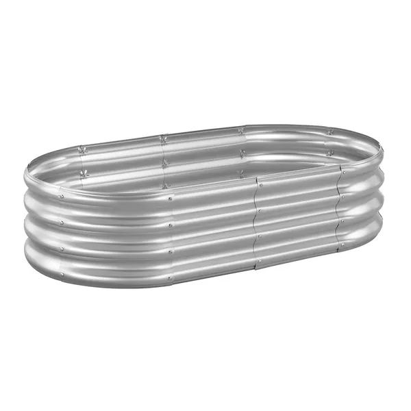 Metal Raised Garden Bed, 4 x 2 x 1 ft Oval Outdoor Galvanized Planter Garden Box, Open Bottom Design, Large Planter Raised Bed for Growing Vegetables, Flowers, and Succulents, Galvanized Color - Image 11