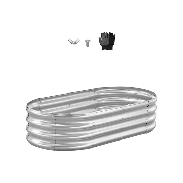 Metal Raised Garden Bed, 4 x 2 x 1 ft Oval Outdoor Galvanized Planter Garden Box, Open Bottom Design, Large Planter Raised Bed for Growing Vegetables, Flowers, and Succulents, Galvanized Color - Image 2