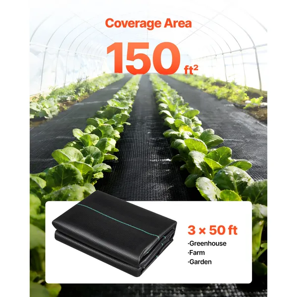 Weed Barrier Fabric Heavy Duty, 2 Packs 3x50FT 3.2oz Weed Blocker Fabric, Woven Landscape Fabrics, Garden Fabrics Weeds Barrier, Weeds Control Ground Cover, Geotextile Webbing, Black - Image 4