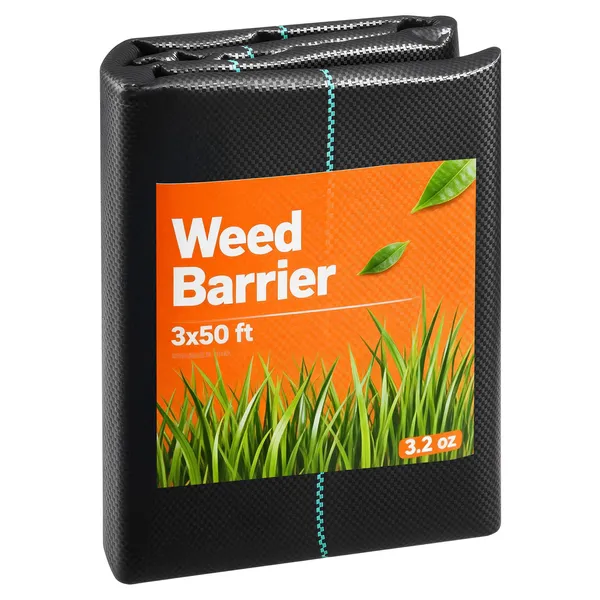 Weed Barrier Fabric Heavy Duty, 2 Packs 3x50FT 3.2oz Weed Blocker Fabric, Woven Landscape Fabrics, Garden Fabrics Weeds Barrier, Weeds Control Ground Cover, Geotextile Webbing, Black - Image 9