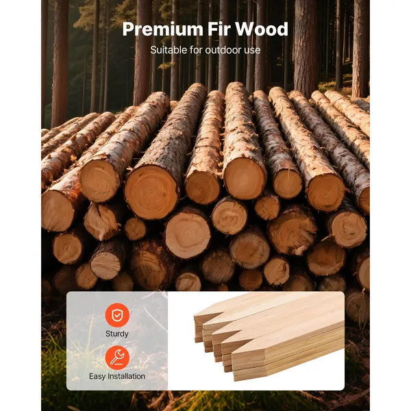 Wooden Garden Stakes, 25 Pcs 36 x 0.5 x1.5 in Survey Grading Stakes, Garden Ground Stake with Sharp Point, Fir Wood Plant Support Stake, Sign Posts for Silt Fence Backyard Boundaries Baselines - Image 3